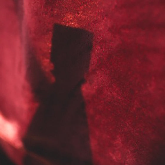 L'ombre d'un parfum BRUME ORPIN sur un fond rouge